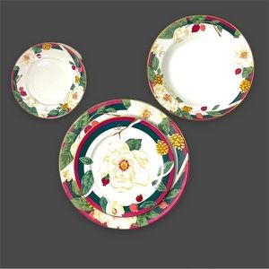 *。。・゜ Magnolia Fine China By Tienshan Fairfield 4pc Place Setting - 4 Available